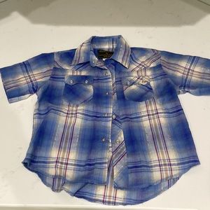 RUSTLER by wrangler boy small short sleeve pearl snap button down